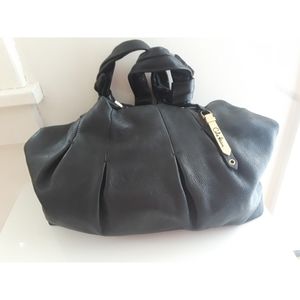 Cole Haan Large Black Leather Hobo Satchel Bag